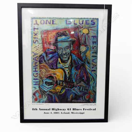 FRAMED MISSISSIPPI BLUES FESTIVAL 2007 POSTER by CRISTEN BARNARD signed Ed. 11/250 600x450mm ex Midge Marsden Collection