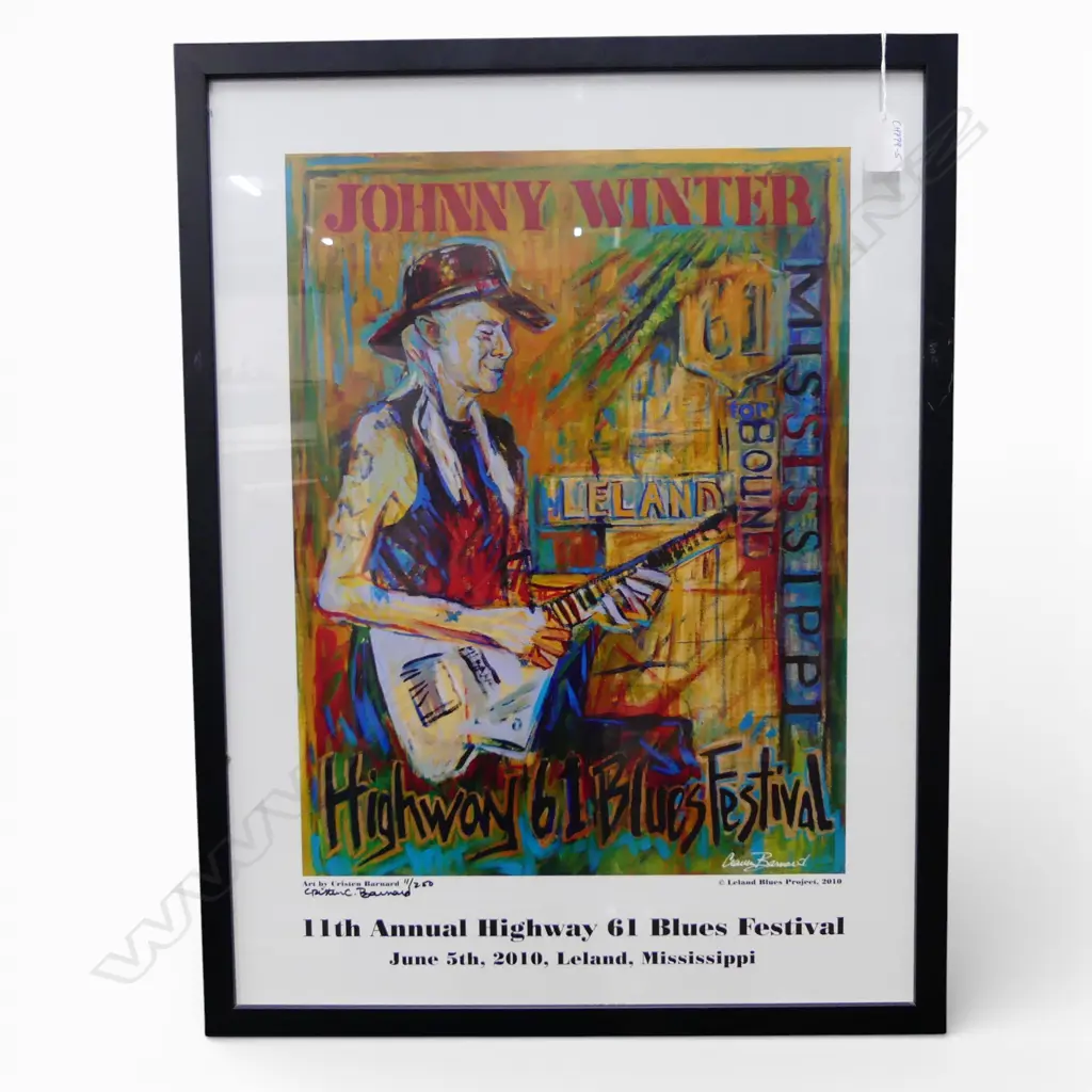 FRAMED MISSISSIPPI BLUES FESTIVAL 2010 POSTER by CRISTEN BARNARD signed Ed. 11/250 600x450mm ex Midge Marsden Collection Image 1++