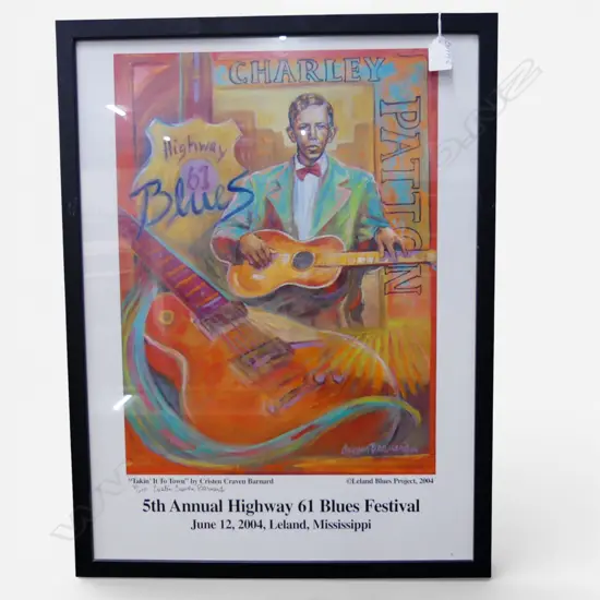 FRAMED MISSISSIPPI BLUES FESTIVAL 2004 POSTER by CRISTEN BARNARD signed Ed. 80/250 600x450mm ex Midge Marsden Collection