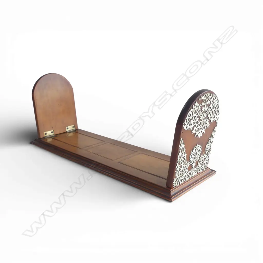 19thC EXOTIC WOOD & FINELY CUT IVORY BOOK STAND L.415mm minor faults Image 1++