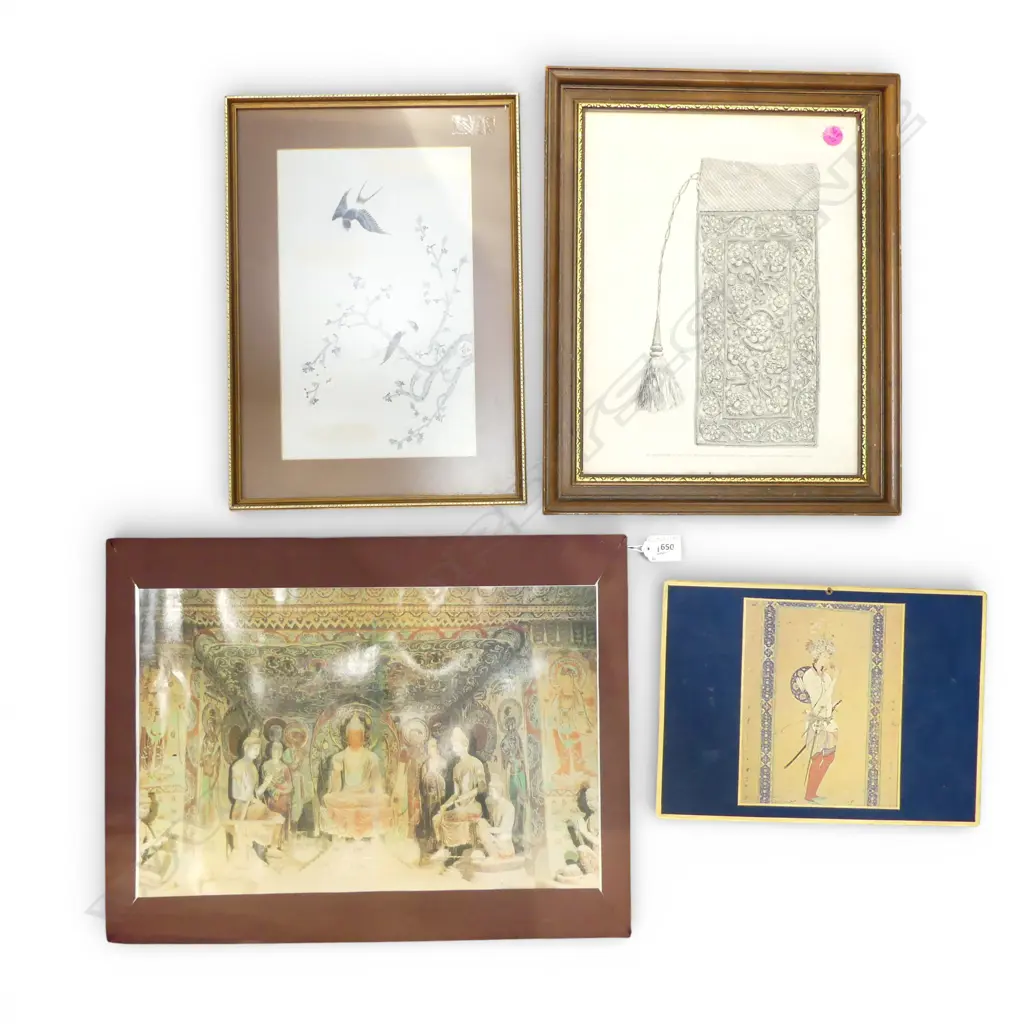 FRAMED PRINT OF A PERSIAN ZARDOZI BAG/FRAMED PRINT OF CHINESE SILK PAINTING & PHOTO & PLACE MAT Image 1++