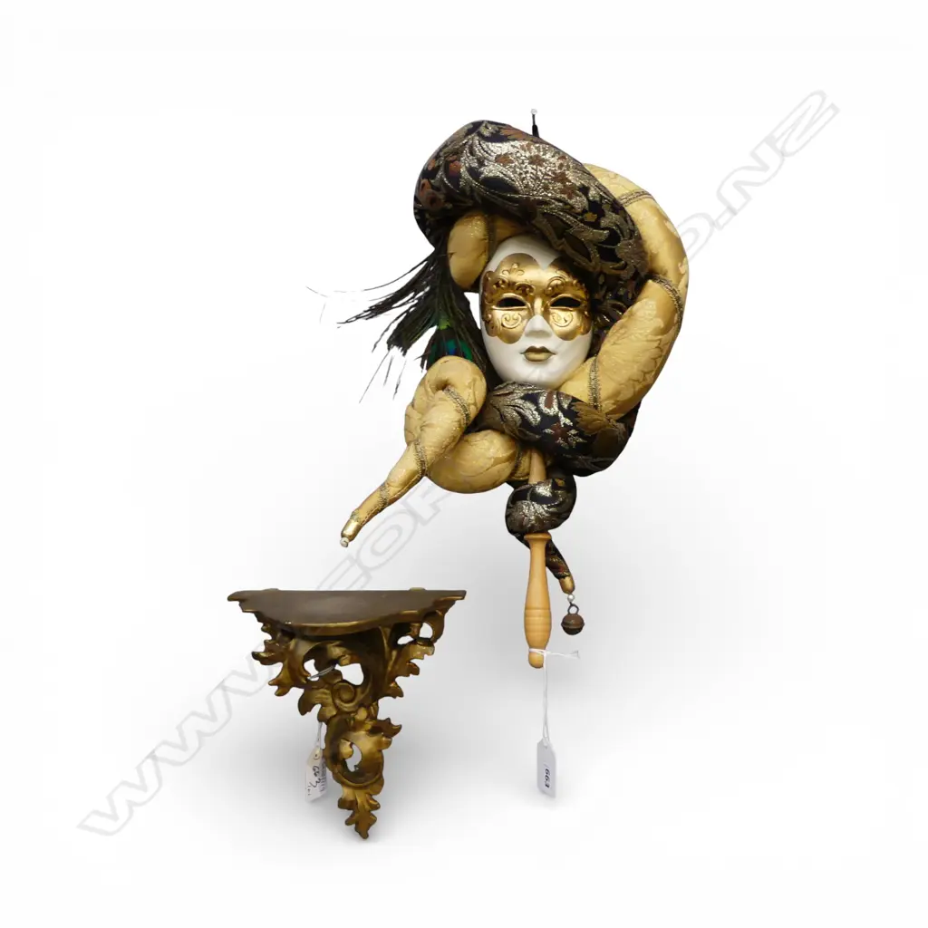 MASQUERADE BALL MASK PLAQUE L370MM & GILT WOOD SCONCE L200MM Image 1++