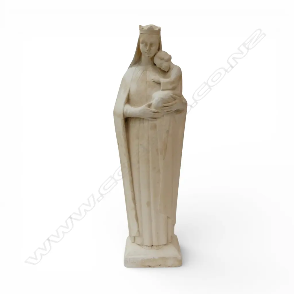 PLASTER SCULPTURE MADONNA & CHILD 'SEDES SAPIENTIAE' H.345mm Image 1++