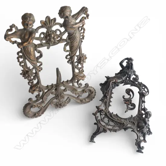 2 ART NOUVEAU STYLE METAL PHOTO FRAMES 350x200mm (1 BACK STAND REQ REFIXING)