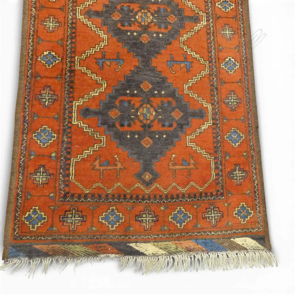 HAND KNOTTED ALL WOOL AFGHAN RUG 1250x830mm Image 1++