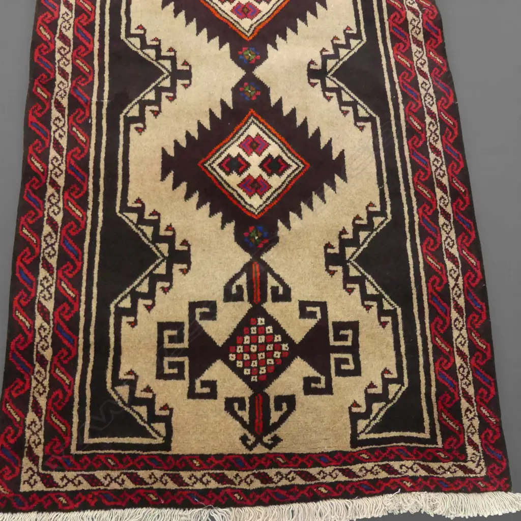 AFGHAN BALUCHI HAND KNOTTED WOOL PILE RUG 950x1710mm Image 1++