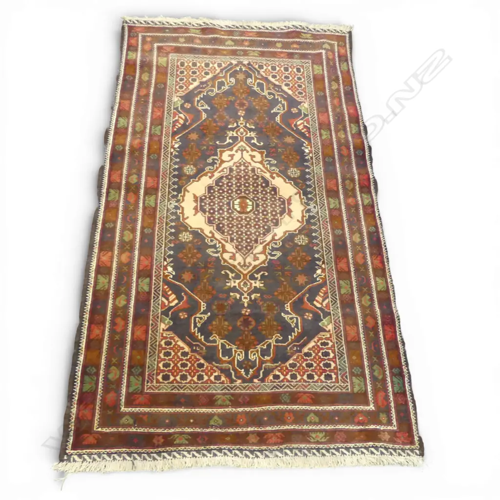 HAND KNOTTED ALL WOOL RUG 2000x1170mm small amount of insect damage Image 1++