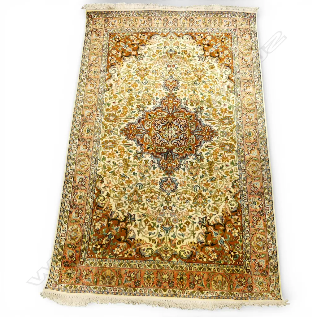 HAND KNOTTED WOOL & SILK PILE RUG 1700x1100mm Image 1++