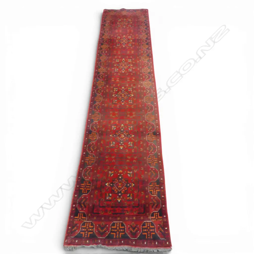 HAND KNOTTED ALL WOOL RUNNER 3850x750mm Image 1++