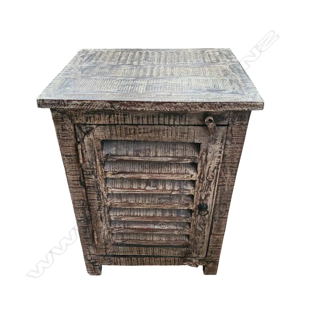 DISTRESSED WOOD CABINET WITH A LOUVERED DOOR 610 x 450 x 400 mm (H x W x L) Image 1++