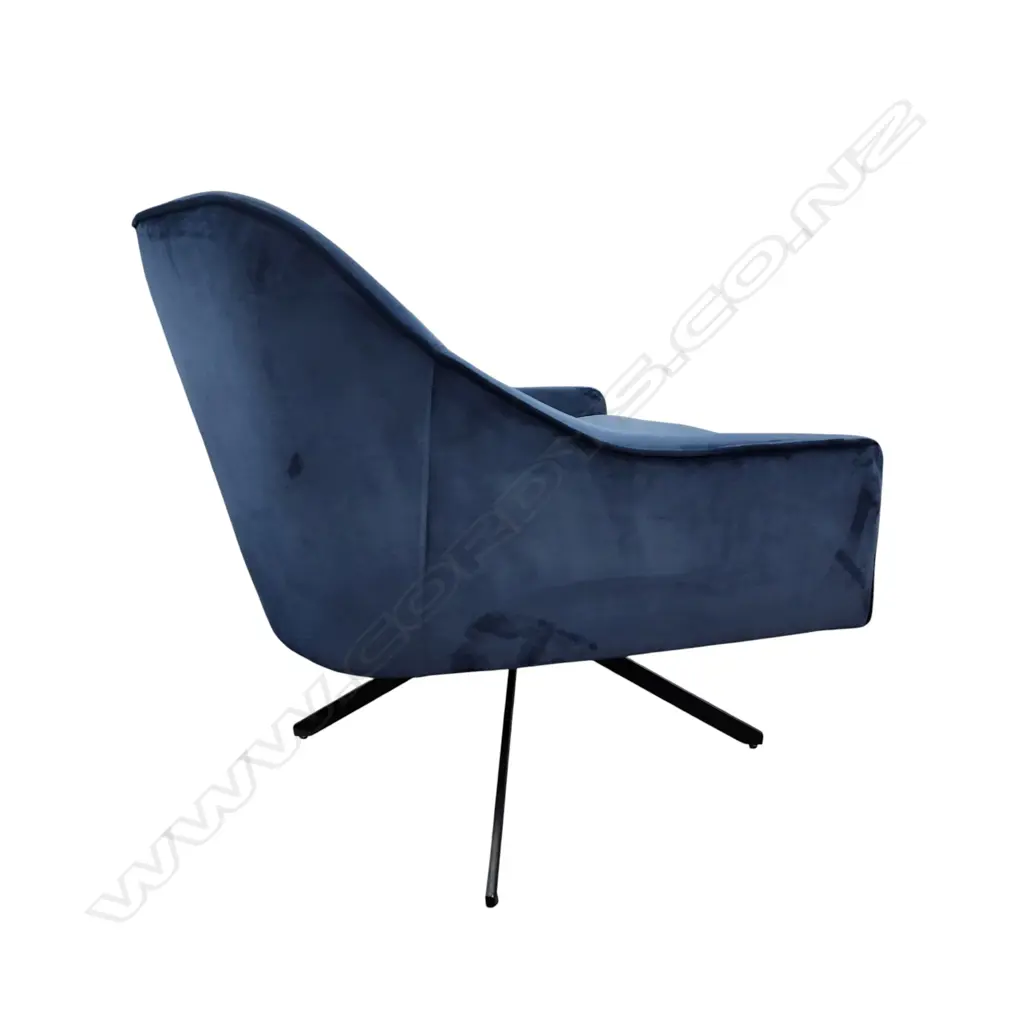 BLUE VELVET ACCENT CHAIR WITH A SWIVEL BASE - 800 x 750 x750 mm (H x W x L) Image 1++