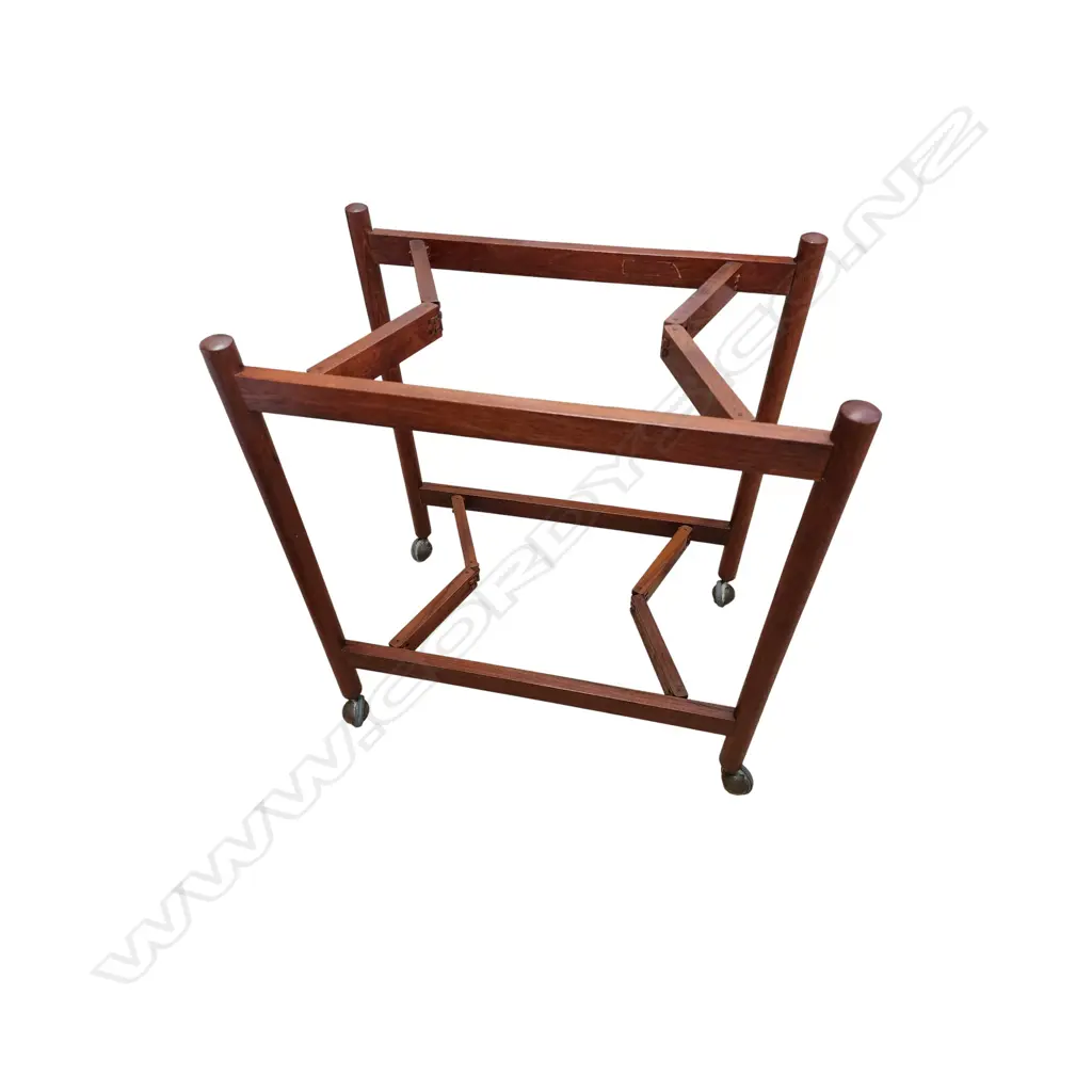 MID-CENTURY TEAK TWO-TIER FOLDING TROLLEY, WITH REMOVABLE CURVED EDGE TRAY 1960’S - 700 x 400 x 630 mm (H x W x L) Image 1++