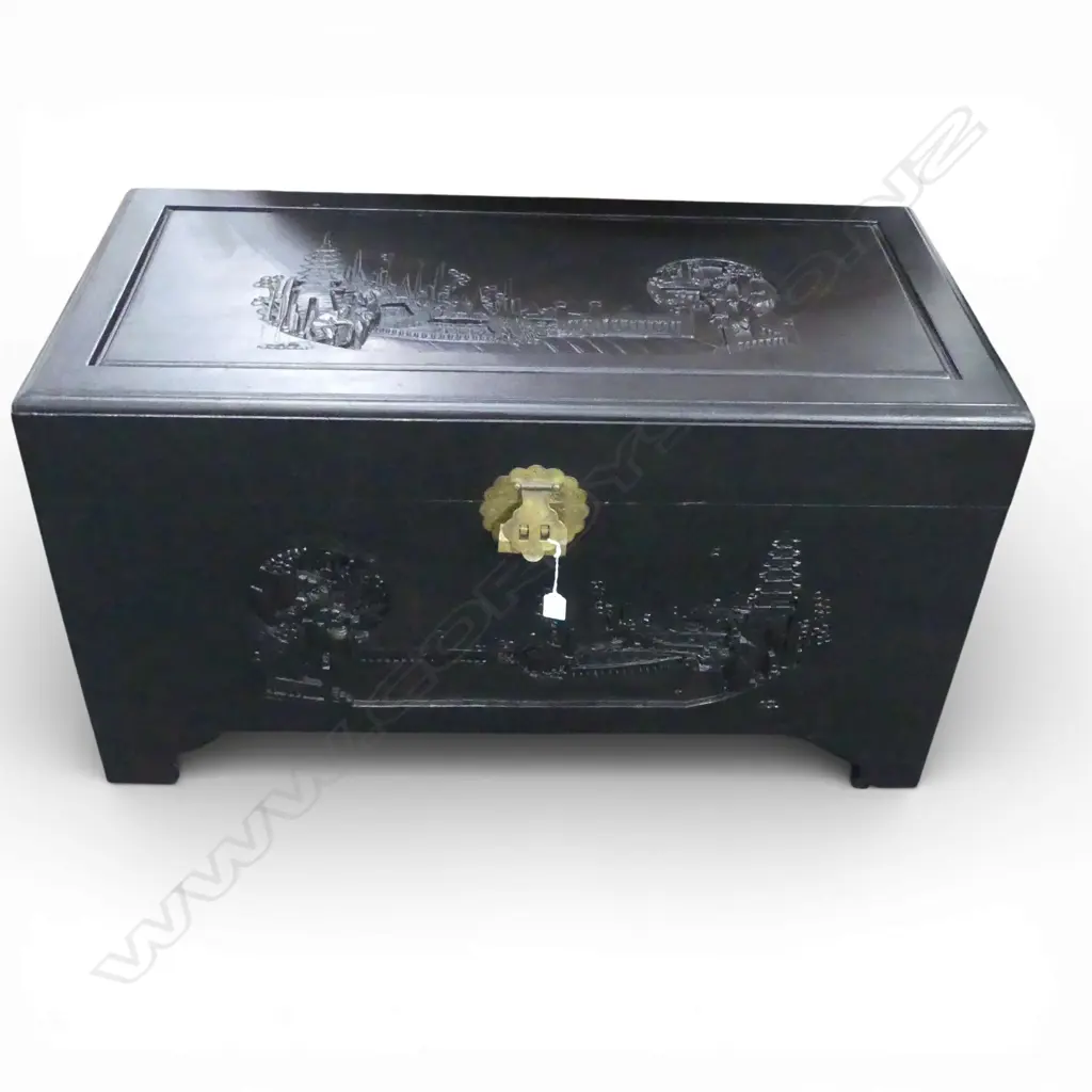 BLACK PAINTED CHINESE CAMPHOR WOOD CHEST 1030x520x570mm Image 1++