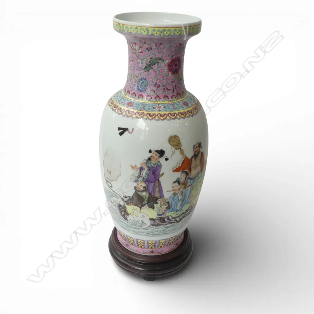 LG CHINESE FAMILLE ROSE VASE ON STAND H.515mm Image 1++