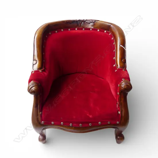 CHILDS UPHOLSTERED CHAIR velvet upholstery damaged