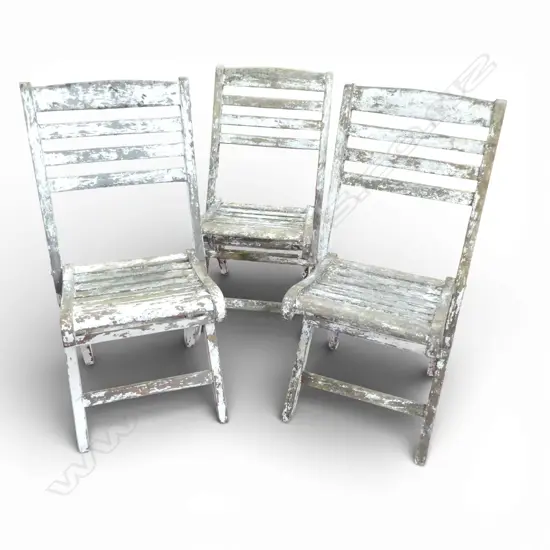 3 WHITE PAINTED FOLDING CHAIRS