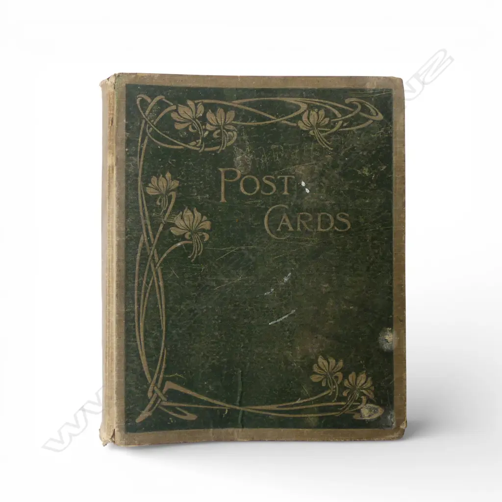 ANTIQUE c.1900 & early 20thC POSTCARD ALBUM NZ + Australia + England & Ireland etc. Includes cars, many passenger liners Image 1++