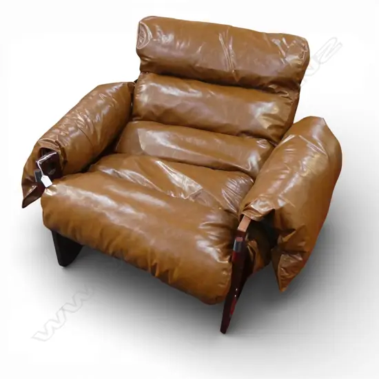 MODERN BROWN VINYL ARMCHAIR