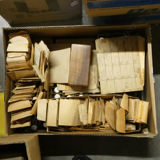 BOX OF WATCH PARTS BAGGED & BOTTLED