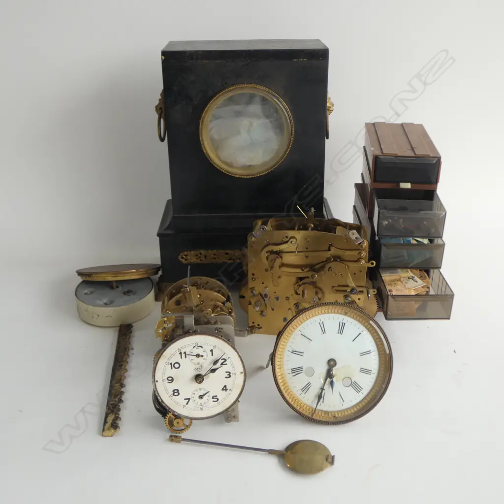 BOX OF  CLOCK PARTS & MOVEMENTS Image 1++