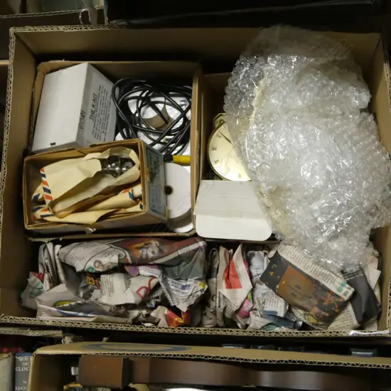 BOX LOT CLOCK GLASS FACES RESILVERING KIT CLOCK PARTS ETC