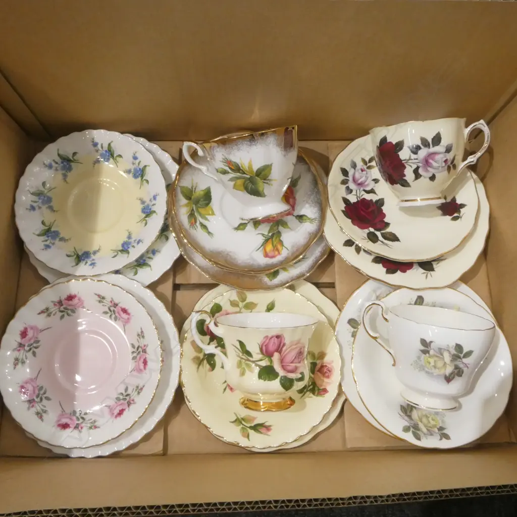 4 FANCY CHINA TRIOS + + 2 SETS SAUCERS & PLATES Image 1++