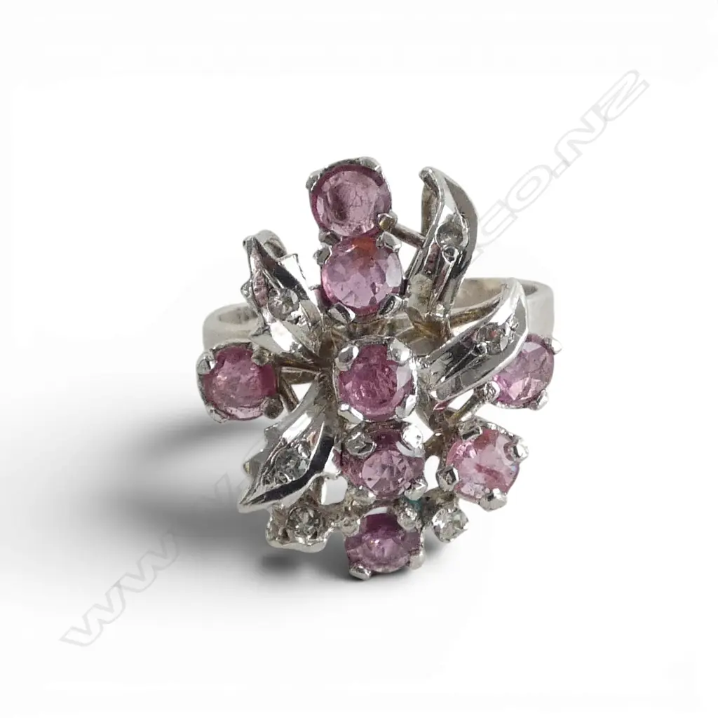 925 SILVER PALE PINK SAPPHIRE DRESS RING SIZE SIZE R Image 1++