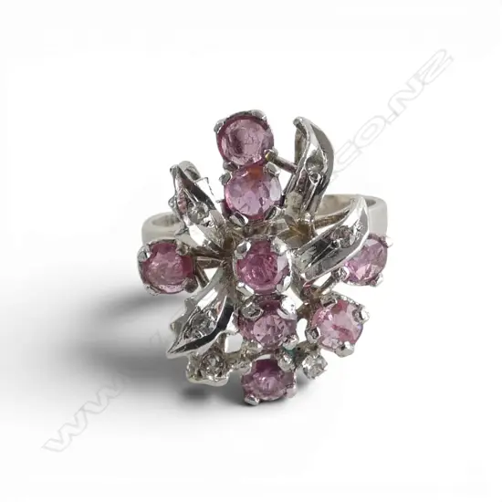 925 SILVER PALE PINK SAPPHIRE DRESS RING SIZE SIZE R