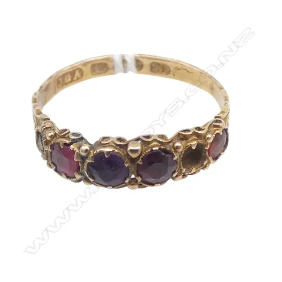 15ct GOLD & MIXED GEM ESTATE RING one stone missing, hallmarked Birmingham 1.66gms SIZE Q1/2