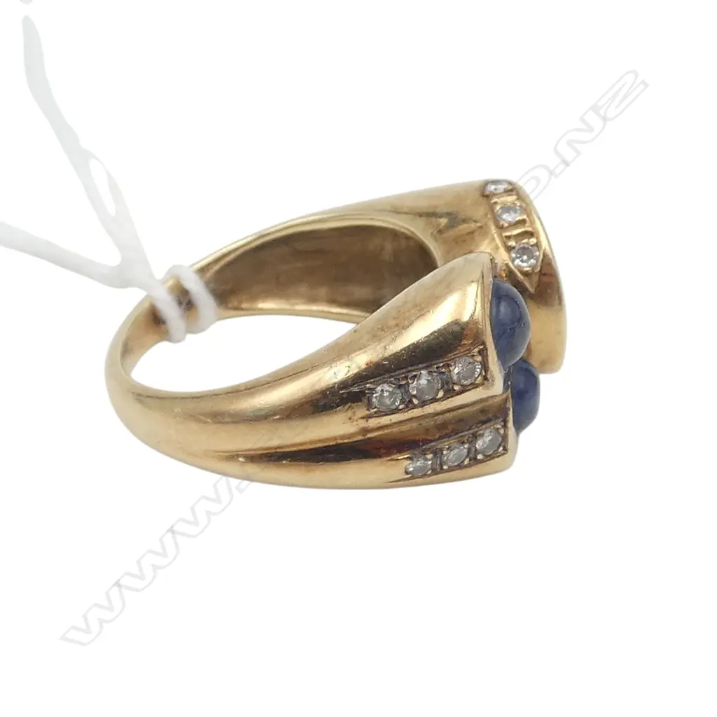 14ct GOLD, DIAMOND & THREE STONE TOURMALINE & SAPPHIRE RING 11.40gms SIZE O? Image 1++