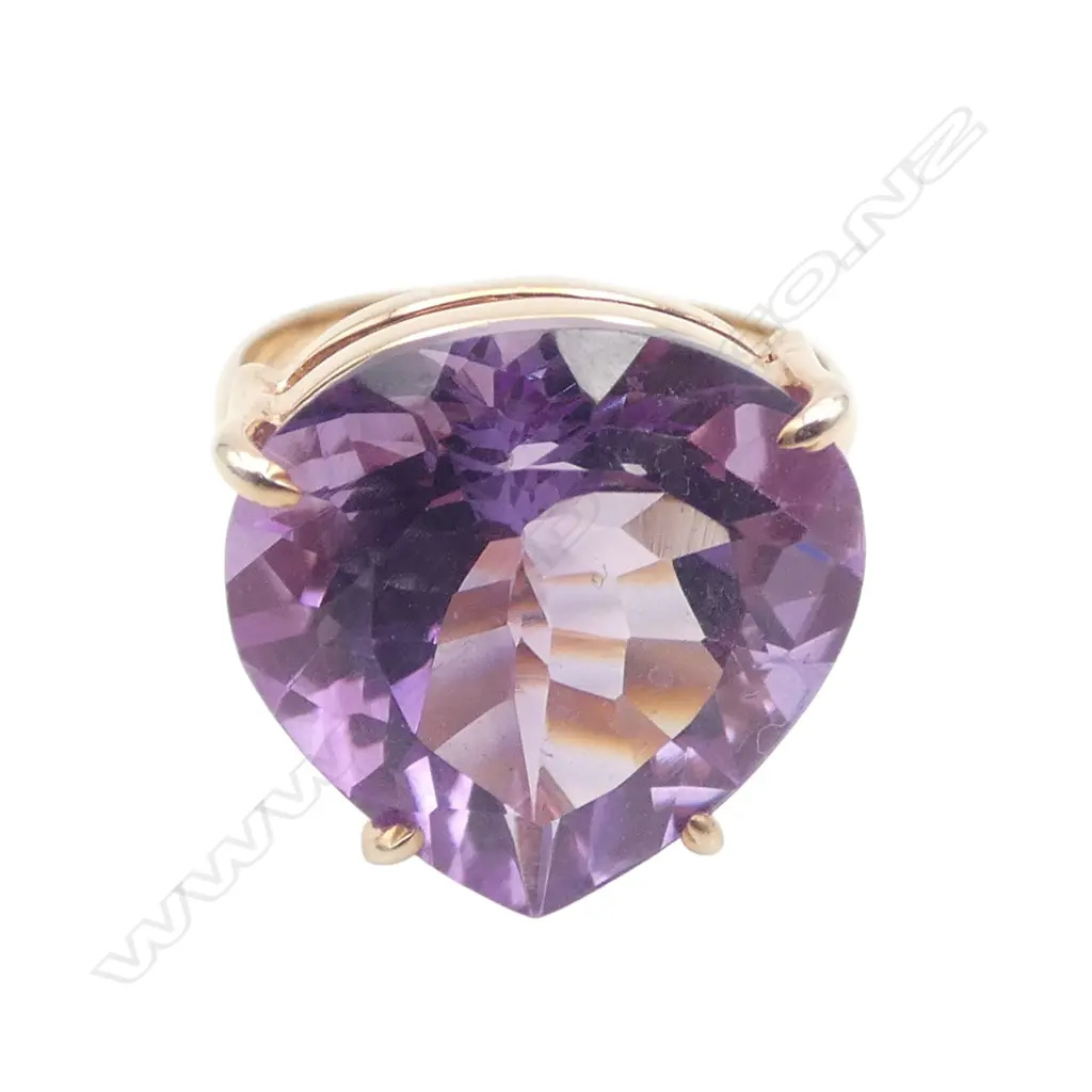 SILVER GILT AMETHYST RING SIZE P Image 1++