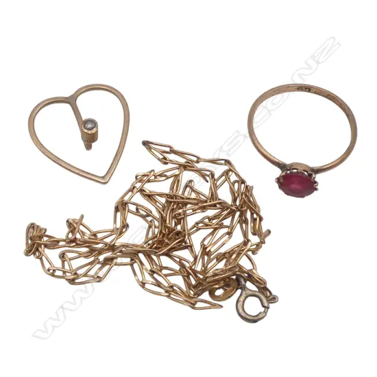 9CT GOLD RING AND OTHER BITS