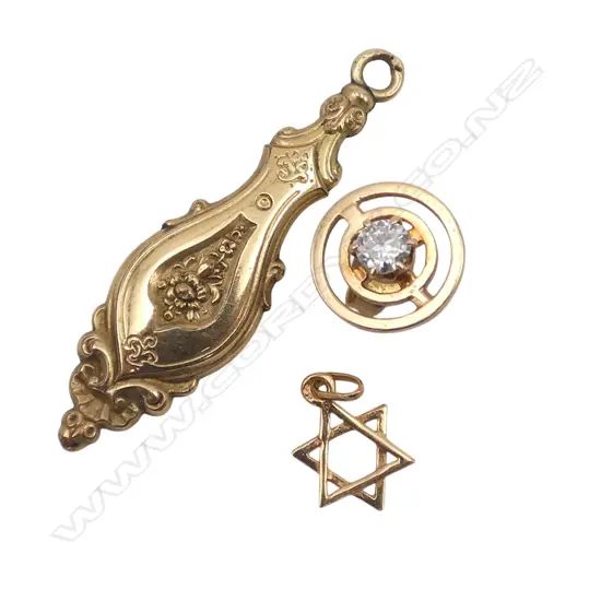 9CT GOLD AND DIAMOND SINGLE STUD EARRING/CHARM/PENDANT 2.79gms 1.16gms
