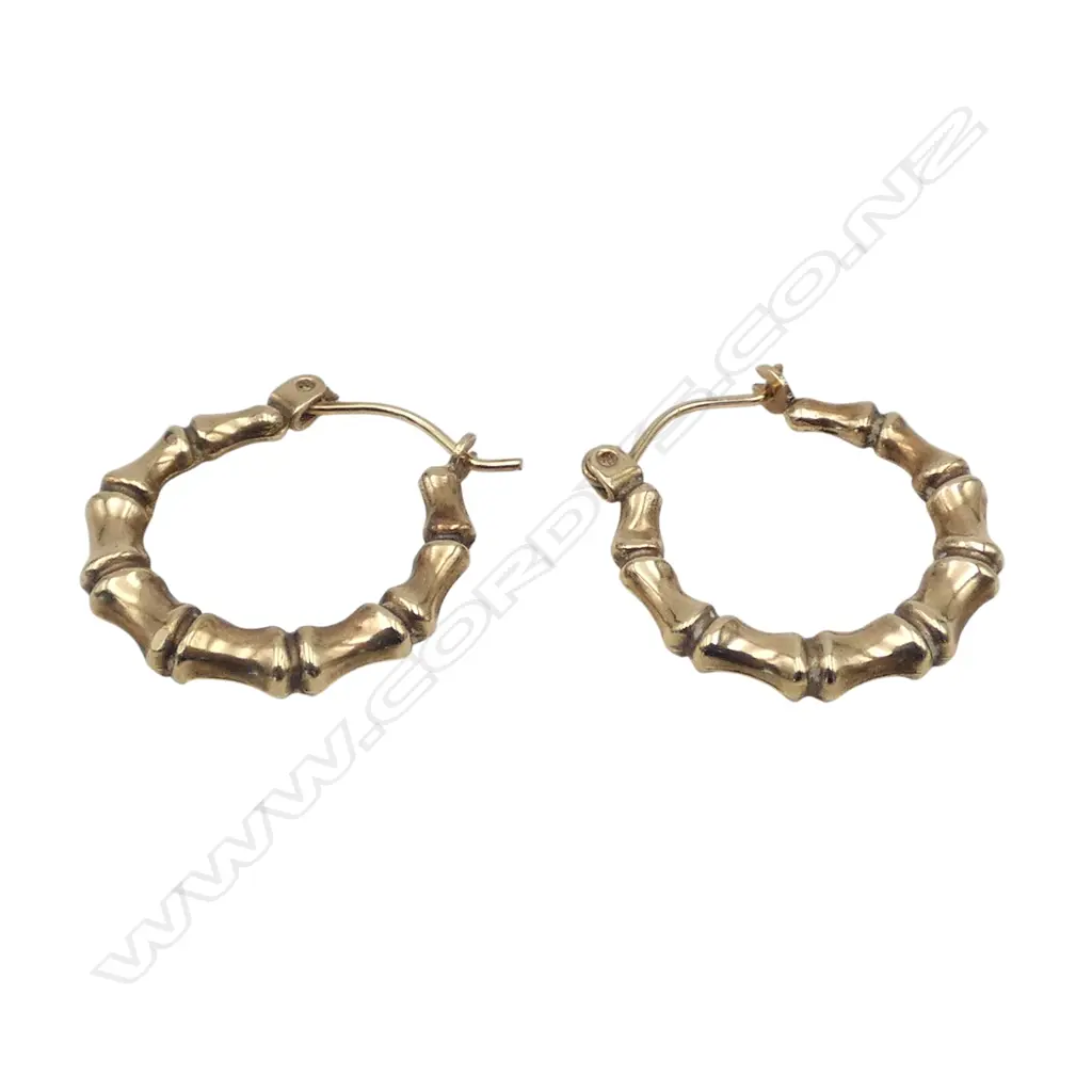 PR 9ct  BAMBOO STYLE EARRINGS 0.73gms Image 1++
