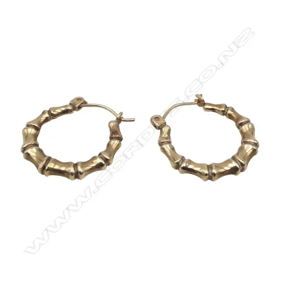 PR 9ct  BAMBOO STYLE EARRINGS 0.73gms