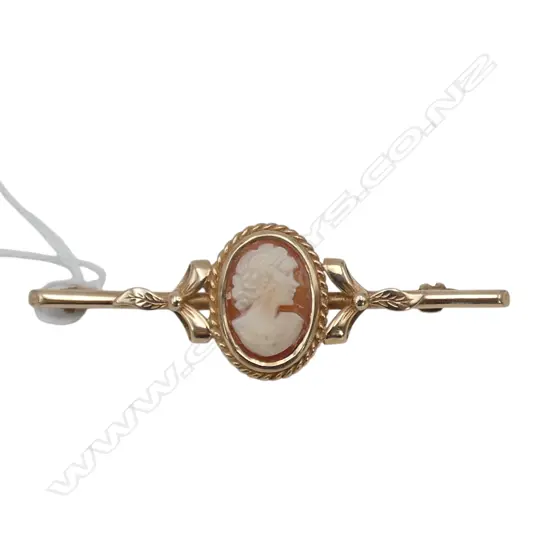9CT CAMEO BROOCH W.55mm, 5.5gms