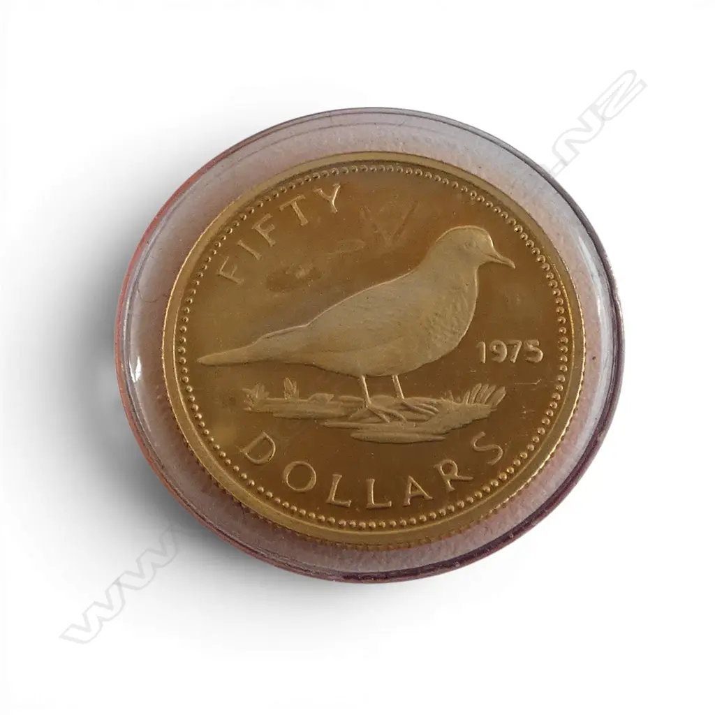 22CT BAHAMAS 1975 $50 PROOF COIN 2.7gms Image 1++