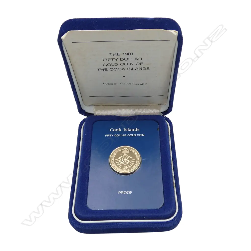 12CT COOK ISLANDS 1981 $50 PROOF COIN, 3.94gms  Image 1++
