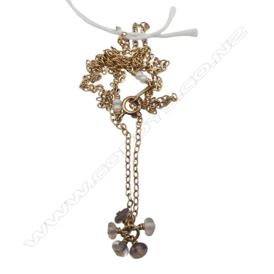 FINE 14ct GOLD & BEAD CHAIN, 1.5gm, L.440mm
