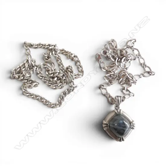 STG SILVER NECKLACE PENDANT + STG SILVER CHAIN NECKLACE 56gms