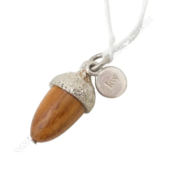 KAREN WALKER STG SILVER ACORN w. wood body 4.40gms TW