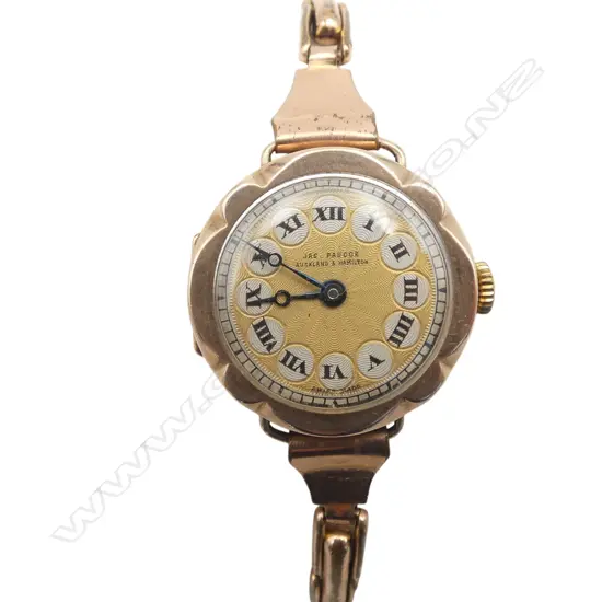 VINTAGE 9ct GOLD JAS PASCOE w. G/PLATE STRAP 20gms TW