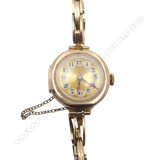 VINTAGE 9ct GOLD LADIES WRISTWATCH w. 9ct STRAP STRAP 22.46gms TW