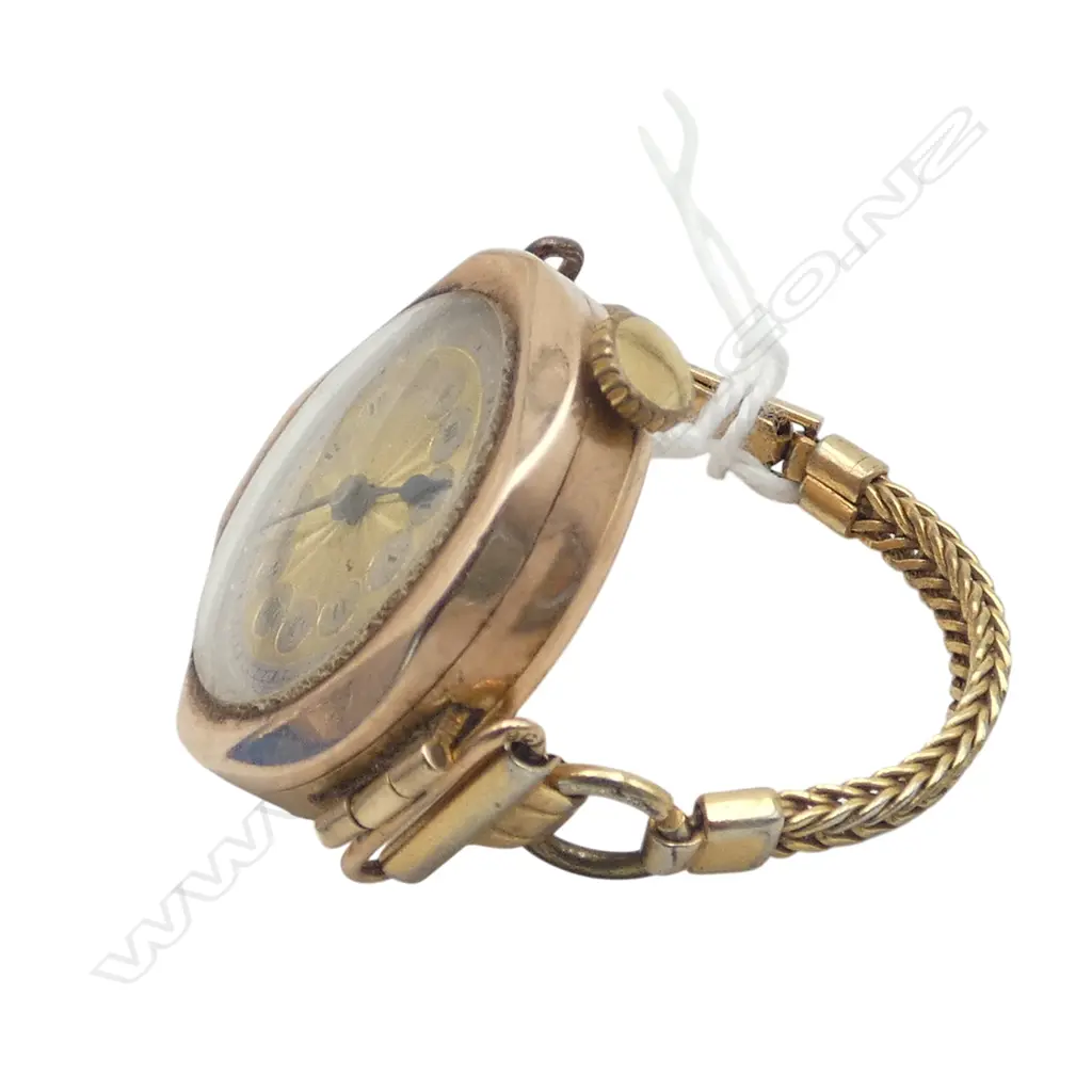 VINTAGE 9ct GOLD LADIES WRISTWATCH w. SHORTENED G/PLATE STRAP 16.75gms TW Image 1++