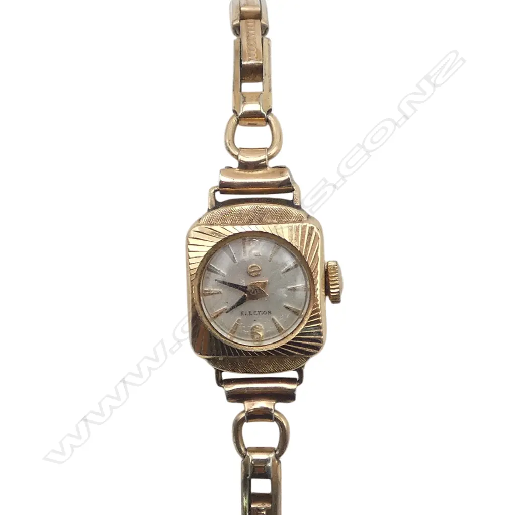 VINTAGE 9ct GOLD CASED LADIES WRISTWATCH w. G/P STRAP Image 1++