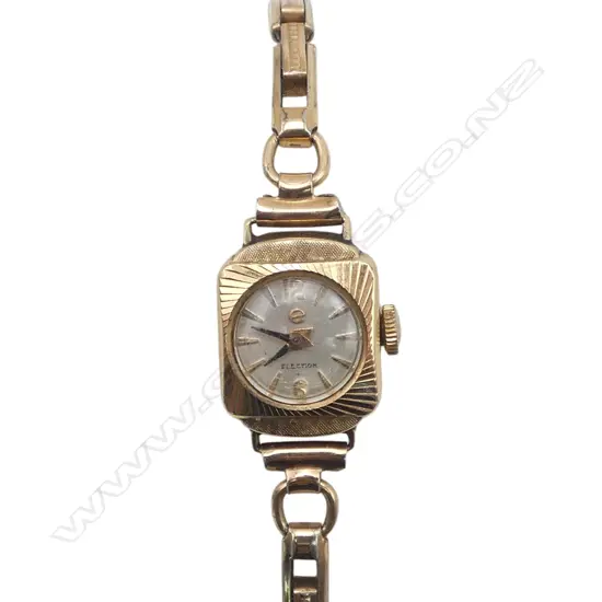 VINTAGE 9ct GOLD CASED LADIES WRISTWATCH w. G/P STRAP