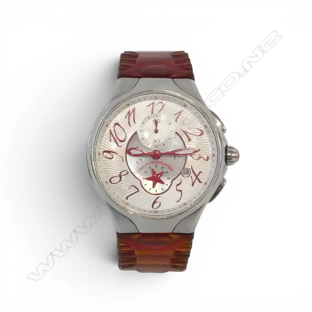 TECHNOMARINE TM STAR COLLECTION WATCH FEATURES A  WHITE DIAL WITH RED STAR ACCENTS Image 1++