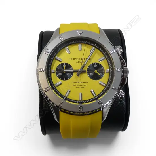 FILIPPO LORETI ASCARI TUSCANY RUBBER WATCH WITH A BRIGHT YELLOW STRAP AND A YELLOW DIAL; BOXED