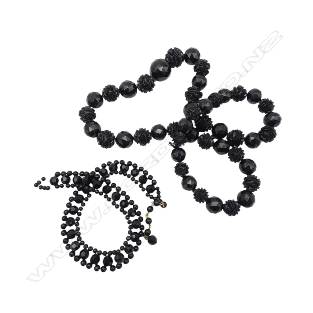 2 FRENCH GLASS NECKLACES smaller needing attention Image 1++