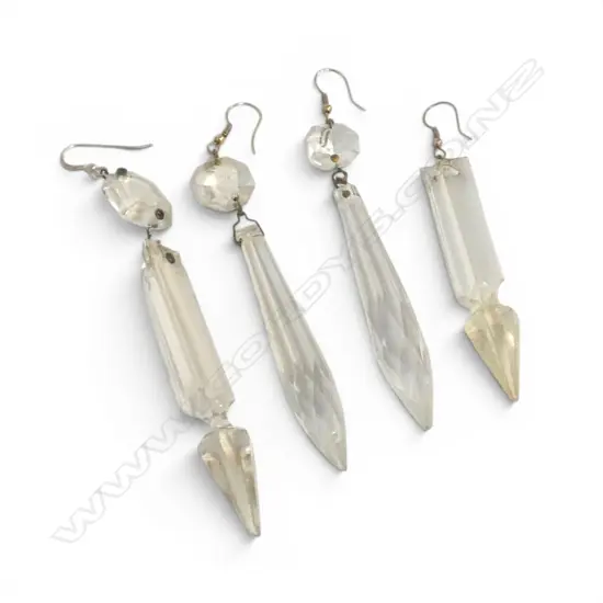 TWO PAIRS CRYSTAL LUSTRE EARRINGS
